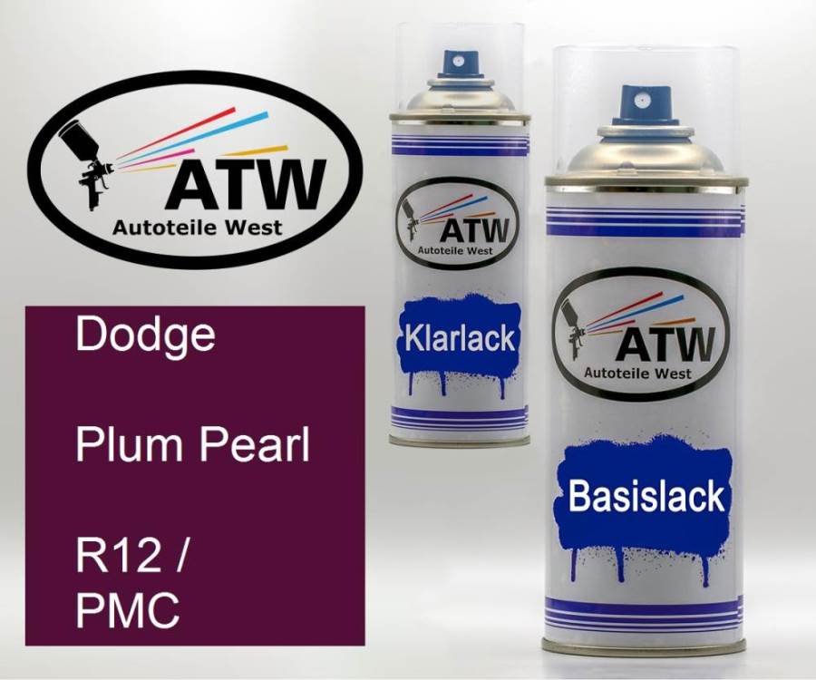 Dodge, Plum Pearl, R12 / PMC: 400ml Sprühdose + 400ml Klarlack - Set, von ATW Autoteile West.